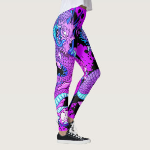 Leggings Tatouage de dragon violet Art sur le violet électr