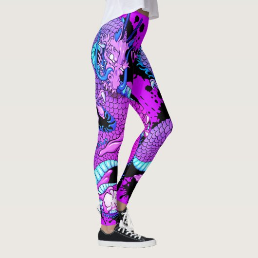 Leggings Tatouage de dragon violet Art sur le violet électr (Droite)