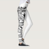 Leggings Tatouage dragon féroce en couleur blanche Arrière  (Droite)