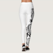 Leggings Tatouage dragon féroce en couleur blanche Arrière  (Dos)