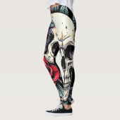 Leggings Tatouage Rose du crâne (Gauche)