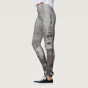 Leggings Taupe et Cyan en détresse Skyline Venise Italie