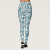 Leggings Teal and Tan Abstract Mandala Pattern (Dos)