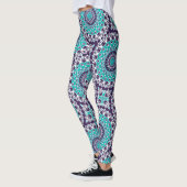 Leggings Teal and Violet Abstract Mandala Pattern (Gauche)
