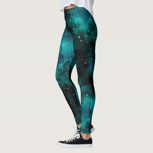 Leggings Teal galaxy Series Design 1 (Gauche)
