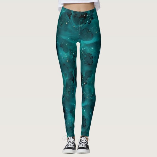 Leggings Teal Galaxy Series Design 2 (Devant)