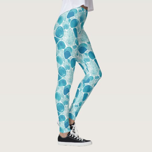 Leggings Téal Intriqués Abstraits (Droite)