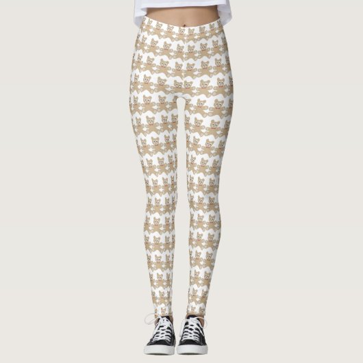 Leggings Teddy Bear White Fun Motif (Devant)