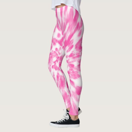 Leggings teint Cravate rose et blanc (Gauche)