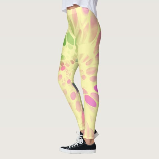 Leggings teinture à cravate rose vert et jaune (Gauche)