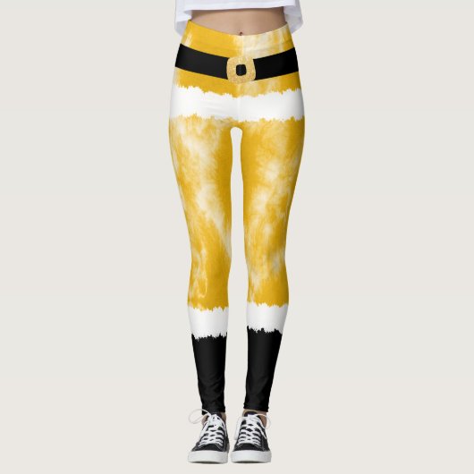 Leggings Teinture Jaune Teinture Santa Claus Costume Noël (Devant)