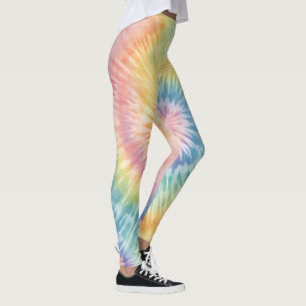 Leggings Teinture Tie-Dye Pastel Arc-en-Ciel Aquarelle