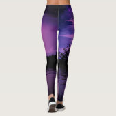 Leggings Tempête de foudre sur l'eau rose et violet (Dos)