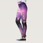 Leggings Tempête de foudre sur l'eau rose et violet (Gauche)
