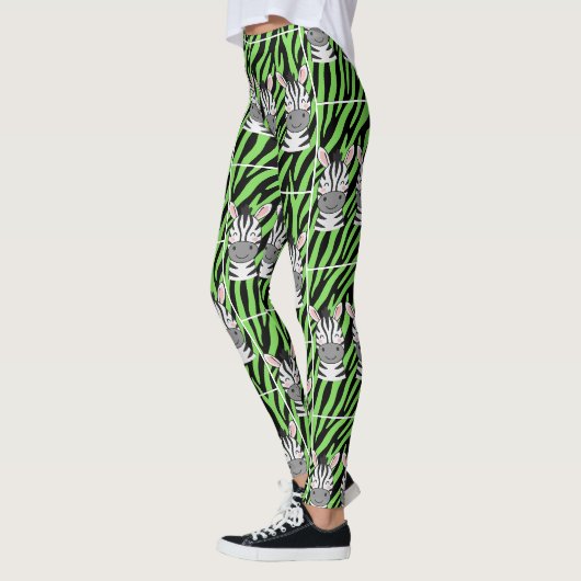 Leggings Tendance à Motif Zèbre Lime (Gauche)