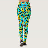 Leggings Tendance Abstrait Turquoise Jaune Motif léopard (Dos)
