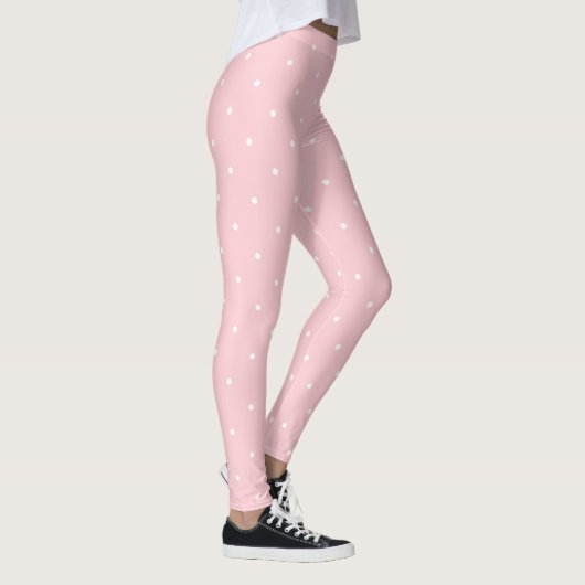 Leggings Tendance Blush Rose Cercles Blancs Points Modèle c (Droite)