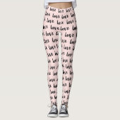 Leggings Tendance Blush rose et Black Love Typographie (Devant)