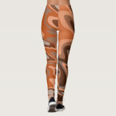 Leggings Tendance boho brun orange Abstrait ondulé (Dos)