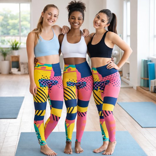 Leggings Tendance des années 80 colorée