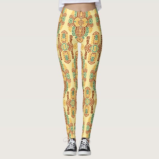 Leggings Tendance ethnique Vintage : Carrelage sans fil boh (Devant)