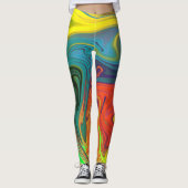 Leggings Tendance néon orange rouge bleu jaune vert Abstrai (Devant)