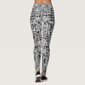 Leggings Tendance Noir Blanc Gris Abstrait (Dos)