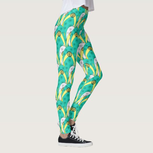 Leggings Tendance Turquoise blanc chevauchement tongs Motif (Droite)