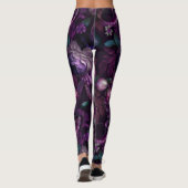 Leggings Tentacle Gothique Rose Foncé Avec Fleurs (Dos)