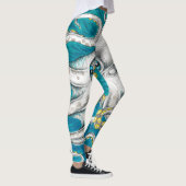 Leggings Tentacles de poulpe encre turquoise verte (Droite)