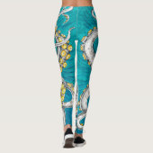 Leggings Tentacles de poulpe encre turquoise verte (Dos)