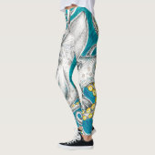 Leggings Tentacles de poulpe encre turquoise verte (Gauche)