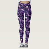 Leggings Tentacles et crânes gothiques violets octopus (Devant)