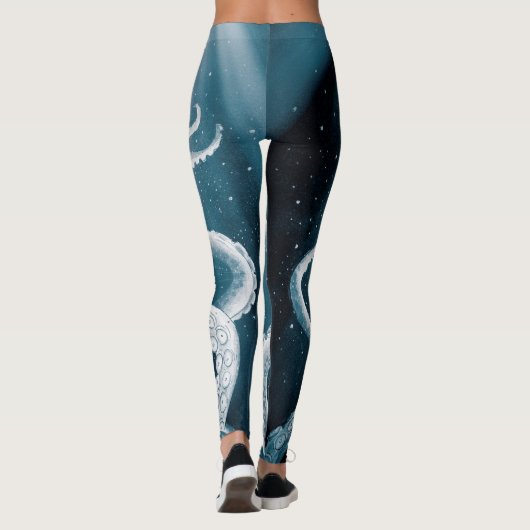 Leggings Tentacles Galaxy Blue Moon Rays (Dos)