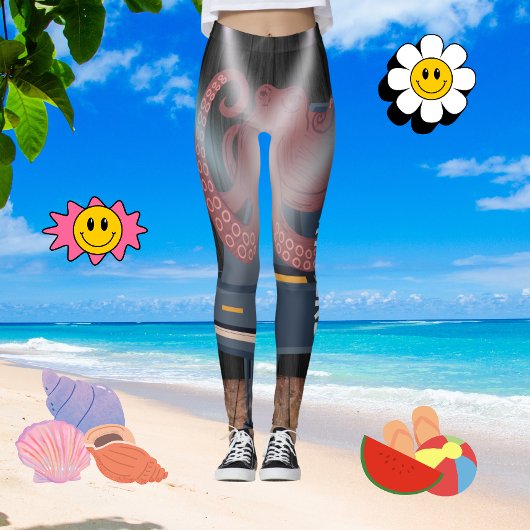 Leggings Tentacles Octopus Brown tendance Exercice de gym F