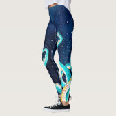 Leggings Tentacles Turquoises Galaxy Stars Aquarelle (Gauche)
