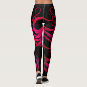 Leggings Tentacules de poulpe de roses indien sur le noir - (Dos)