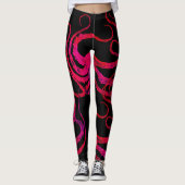Leggings Tentacules de poulpe de roses indien sur le noir - (Devant)