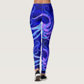 Leggings Tentacules roses et bleues de poulpe sur le bleu - (Dos)