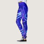 Leggings Tentacules roses et bleues de poulpe sur le bleu - (Gauche)