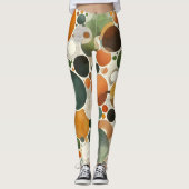 Leggings Terracotta Terre Beige Couleurs Cercles Abstraits (Devant)