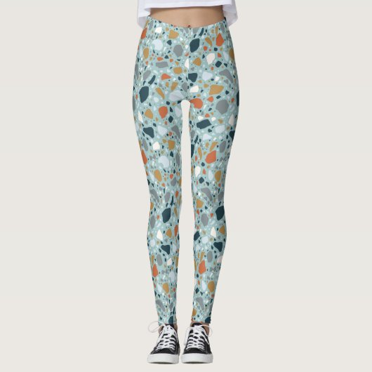 Leggings Terrazzo En Bleu (Devant)