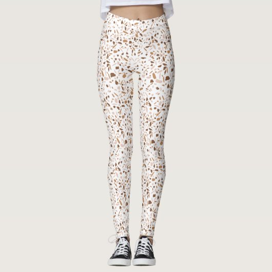 Leggings Terrazzo marron et beige et blanc  (Devant)