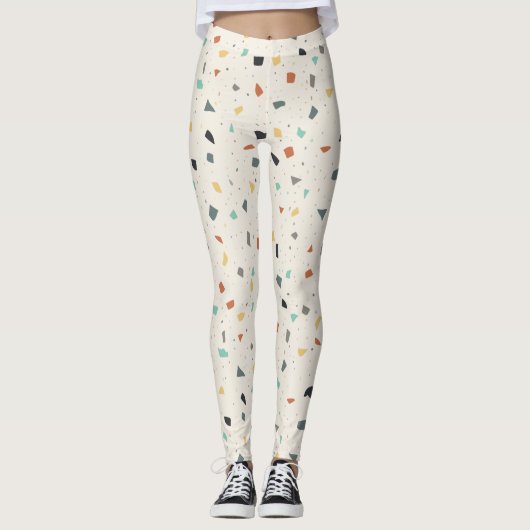 Leggings Terrazzo Tile Confetti Style Moderne Tons de Terre (Devant)
