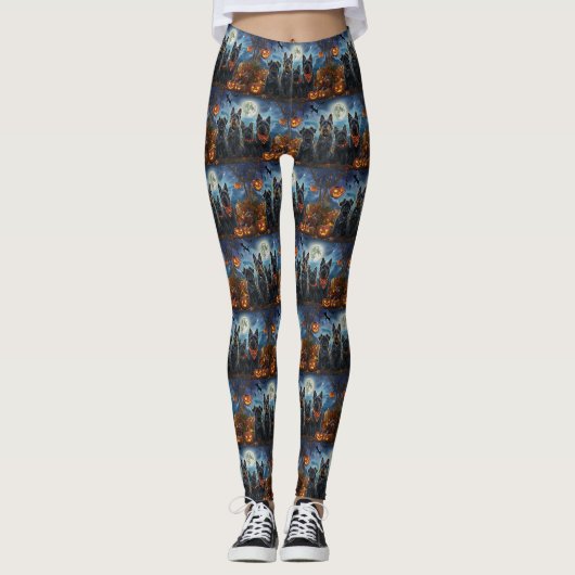 Leggings Terrier Écossais Halloween Effrayant (Devant)