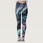 Leggings Tête de dragon dans un orage avec éclairs (Devant)