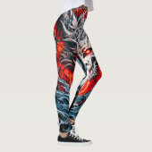 Leggings Tête de dragon mythique de la flamme rouge (Droite)