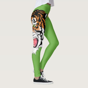Leggings Tête de tigre grinçante sur pattes vertes