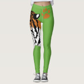 Leggings Tête de tigre grinçante sur pattes vertes (Devant)