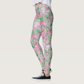 Leggings Texas Map Pink & Green Preppy Motif (Gauche)